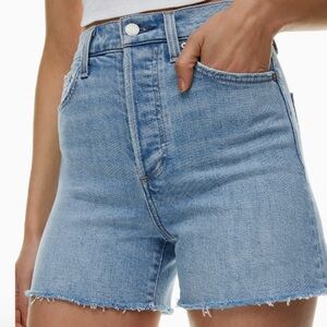 Denim Forum Blue Jean Shorts with Raw Hem